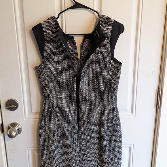 Lafayette 148 Navy Blue Sheath Dress Black White Textured Tweed Knit - Size 6 - Picture 12 of 14